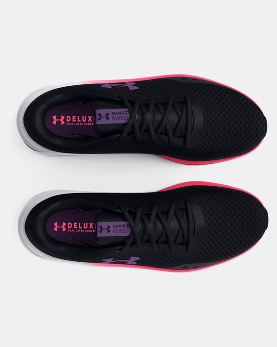 Women's UA Charged Pursuit 3 Running Shoes, Black, pdpMainDesktop image number 2